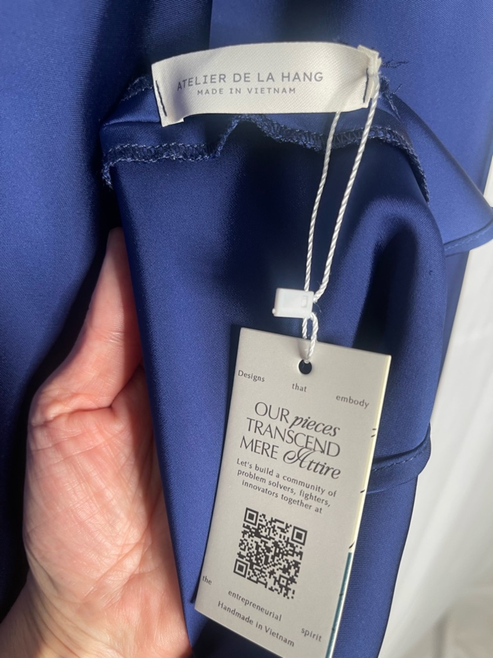 Atelier de La Hang (ADLH) Navy Blue Satin Maxi Dress - Picture 3 of 11